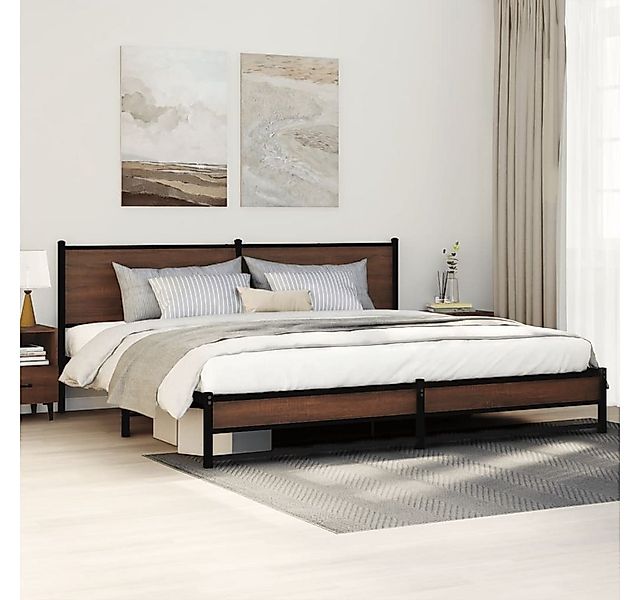 vidaXL Bett, Metallbett ohne Matratze Braun Eichen-Optik 200x200 cm günstig online kaufen