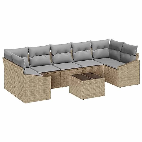 vidaXL Sofa Set mit Kissen 8-Tlg Beige und Grau Poly-Rattan 3355309 günstig online kaufen