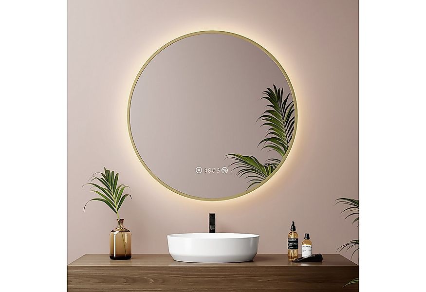 EMKE Badspiegel mit Beleuchtung und Antibeschlag, Uhr & Temperaturanzeige ( günstig online kaufen