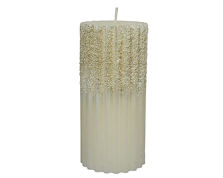 Kaemingk Stumpenkerze, Stumpenkerzen Wachs mit Rillen / Glitzer 7 x 15cm - günstig online kaufen