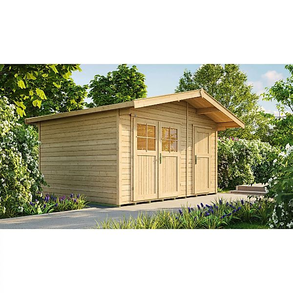 Weka Holz-Gartenhaus Lago Satteldach Unbehandelt 400 cm x 320 cm günstig online kaufen