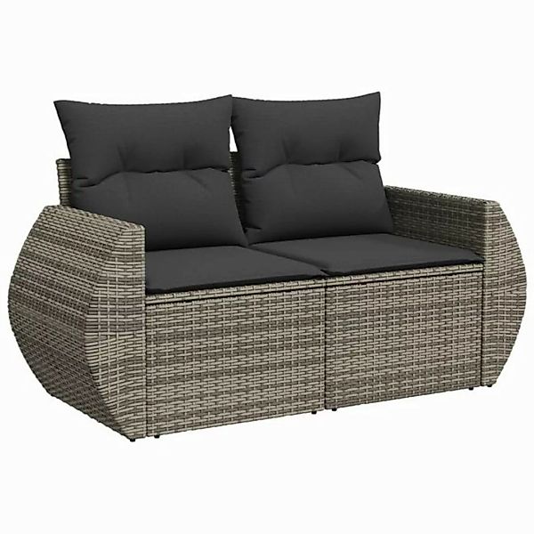 vidaXL Sofa, Gartensofa 2-Sitzer mit Kissen Grau Poly Rattan günstig online kaufen