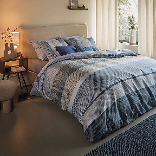 Beddinghouse Mako Satin Bettwäsche Marthe blau grün Streifen 135x200 günstig online kaufen