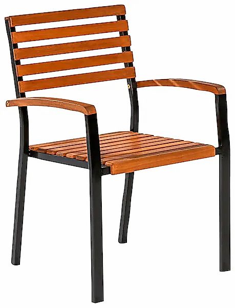 Merxx Schlossgarten Stapelsessel 2er-Set Flachstahl Schwarz Eukalyptus günstig online kaufen