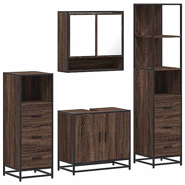vidaXL 4-Tlg Badmöbel-Set Braun Eichen-Optik Holzwerkstoff 3301279 günstig online kaufen