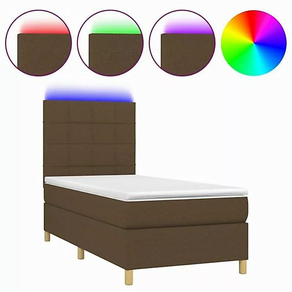 vidaXL Boxspringbett Boxspringbett mit Matratze LED Dunkelbraun 90x200 cm S günstig online kaufen