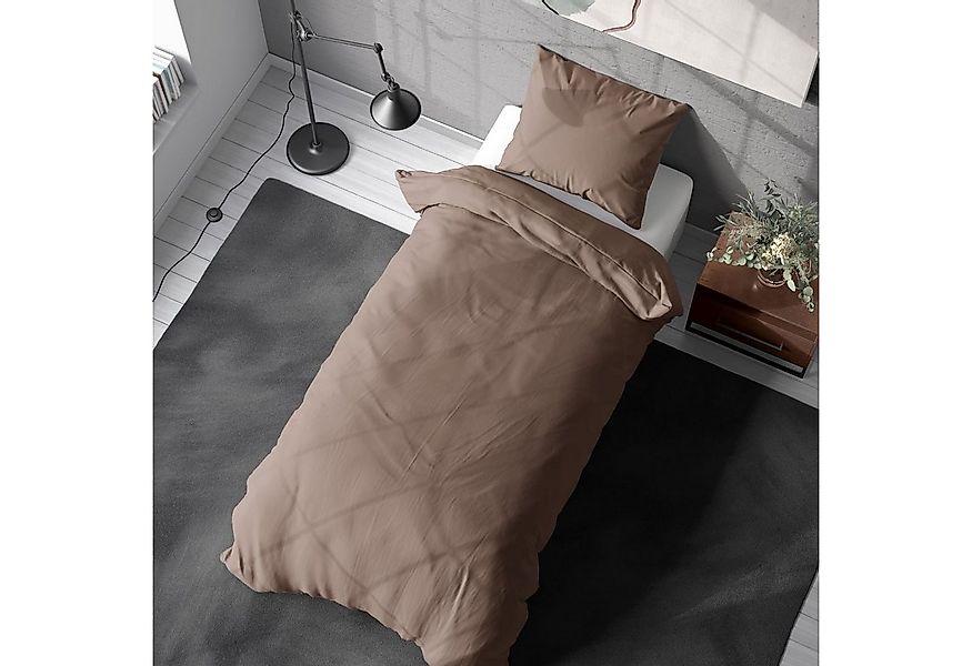 soma Bettwäsche Mikrofaser Bettwäsche 135x200 + 80x80 cm Uni Nougat pflegel günstig online kaufen