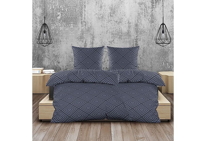 Casa Colori Bettwäsche Biber 135x200cm, 100% Baumwolle Jeansblau, Biber, 4 günstig online kaufen