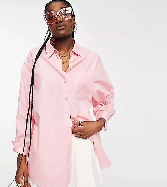 COLLUSION – Oversize-Hemd aus Bio-Baumwolle in Rosa günstig online kaufen