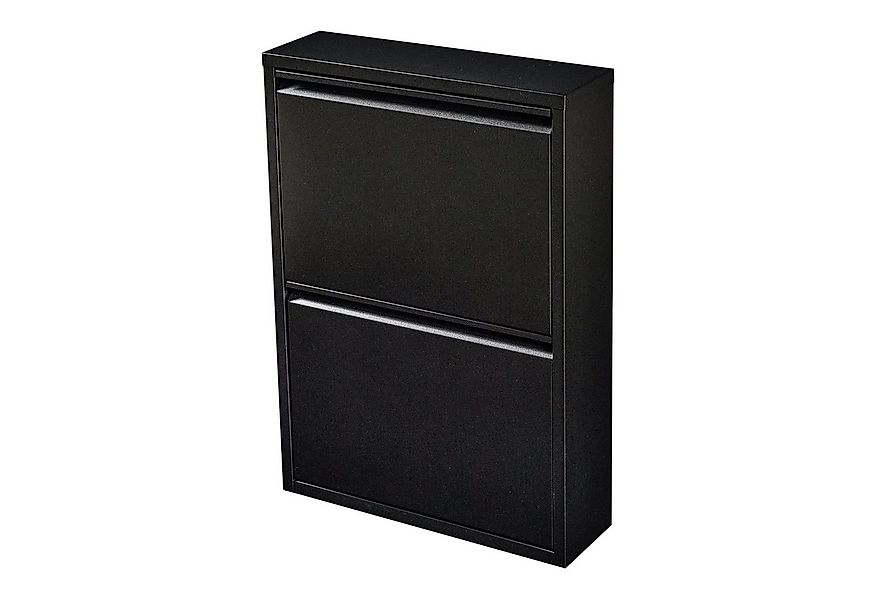 en.casa Schuhschrank »Sokndal« mit 2 Klappen Metall Schwarz günstig online kaufen