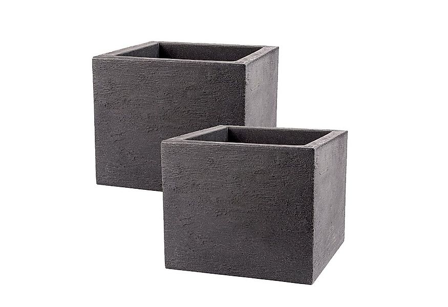 BigDean Blumentopf 2er Set Pflanzkübel 39x39 cm Granit-Optik Anthrazit Auße günstig online kaufen