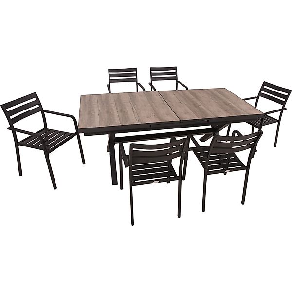 Garden Pleasure Gartenmöbel-Set Rana/Treviso 7-teilig Dunkelgrau günstig online kaufen