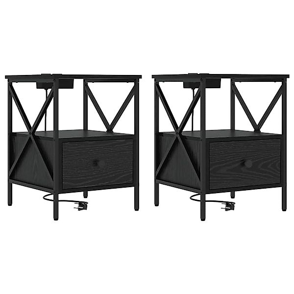 vidaXL Nachttisch Schwarz Eichen-Optik 41,5 x 40,5 x 55 cm 859551 günstig online kaufen