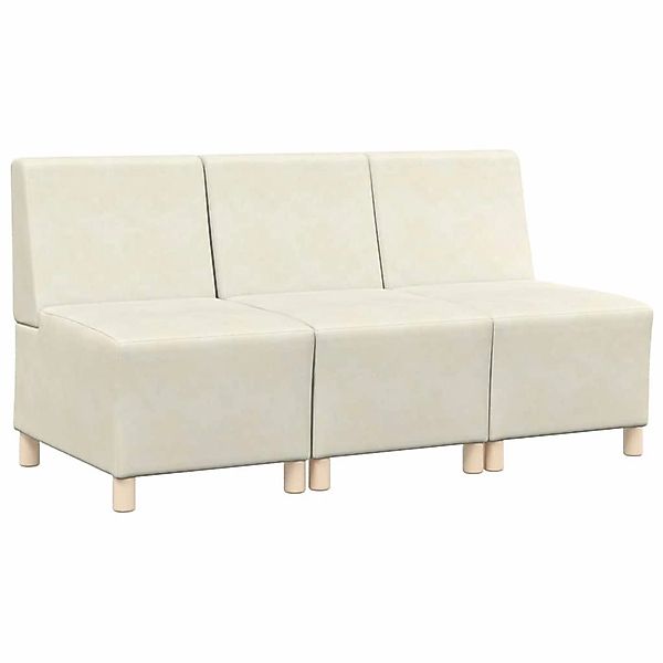 vidaXL Modulares Sofa ohne Armlehnen 3 Stk Creme 55 x 74 x 82 cm Samt 33998 günstig online kaufen