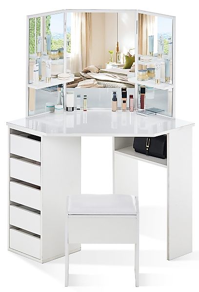 Ofcasa Schminktisch 114x55x140cm Eckschminktisch (2 Pakete), günstig online kaufen