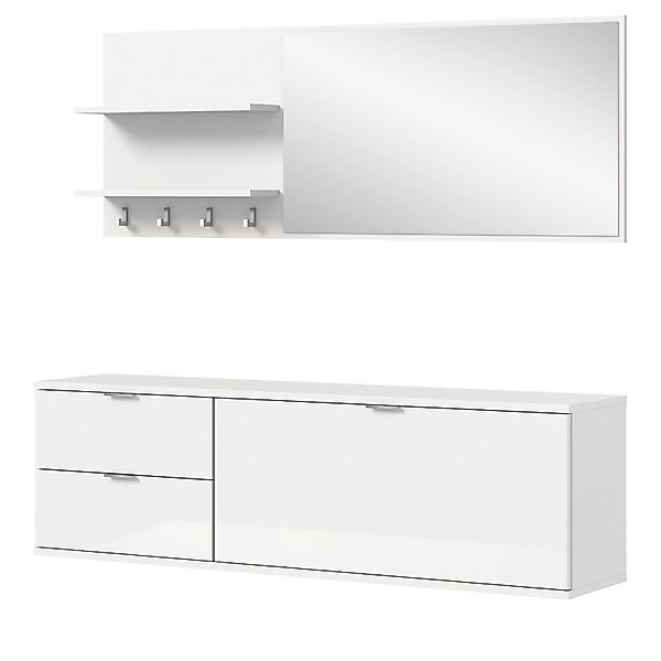 Inn.Furn Garderoben-Set 4-teilig in Weiß Hochglanz 144 cm SystemX günstig online kaufen