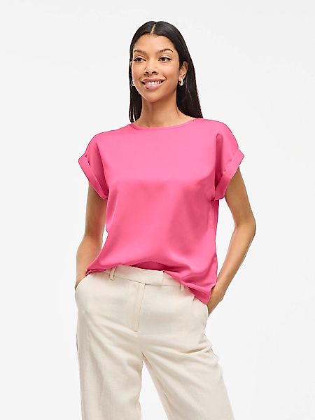Vila Kurzarmshirt "VIELLETTE S/S SATIN TOP - NOOS" Kunstfaser, regular fit günstig online kaufen