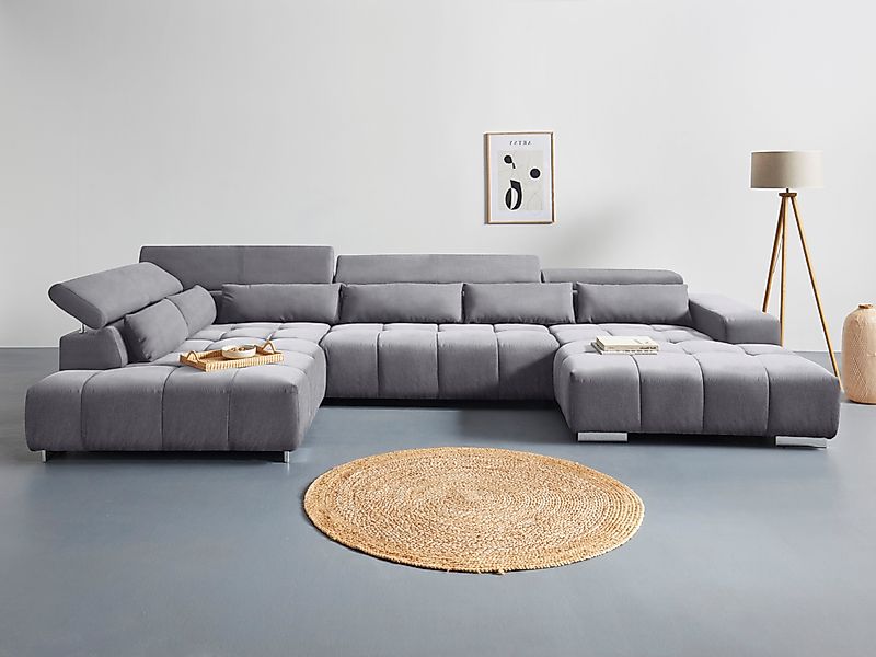 COTTA Wohnlandschaft "Orion U-Form", mit Kopfteilverstellung & 6 Nierenkiss günstig online kaufen