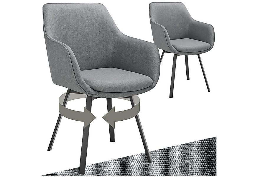 tectake Esszimmerstuhl Drehbarer Armlehnstuhl Alicon, gepolstert (Set, 2 St günstig online kaufen