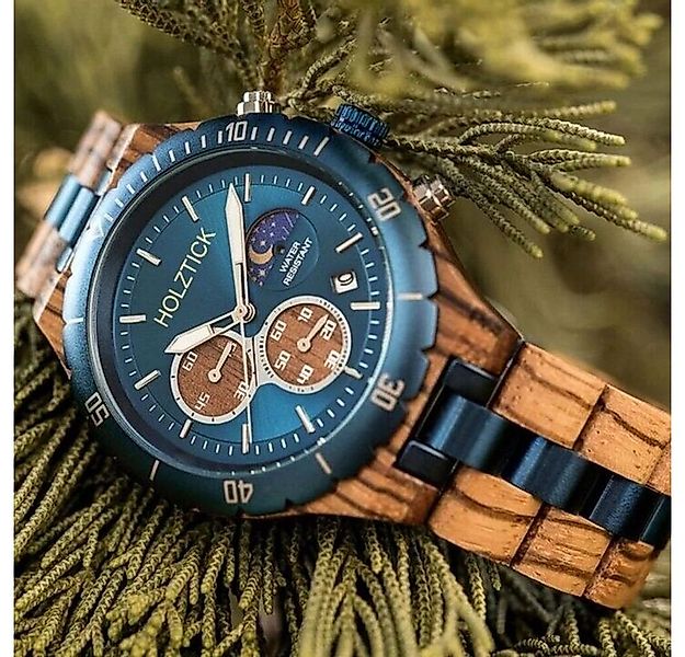 Holztick Bavaria Chronograph Enzian ENZIAN, handgefertigt aus Zebranoholz günstig online kaufen