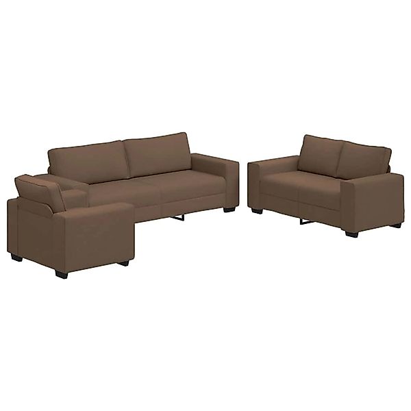 vidaXL 3-Teiliges Sofa-Set mit Kissen Braun Stoff 3324653 günstig online kaufen