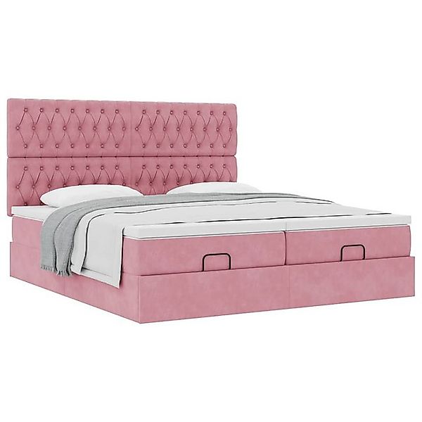 vidaXL Bett Ottoman-Bett mit Matratzen Rosa 180x200 cm Samt günstig online kaufen