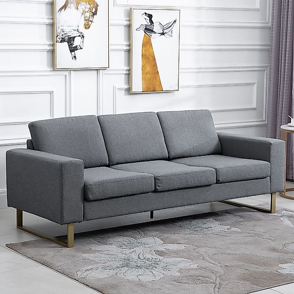 HOMCOM Polstersofa 3-Sitzer Sofa Stoffsofa Sitzmöbel Fernsehsessel Kissen A günstig online kaufen