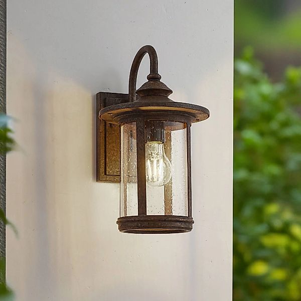 Lindby Außenwandleuchte Zayn, rostfarben, Glas,  IP23 günstig online kaufen