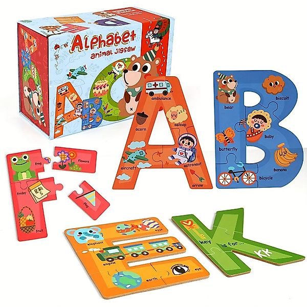 CLTYQ Lernspielzeug Holzbuchstaben Puzzle, ABC Visuelles günstig online kaufen