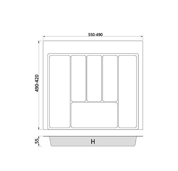 Prima-Online Besteckkasten Besteckkasten 60 cm Weiß Graphit Schubladeneinsa günstig online kaufen