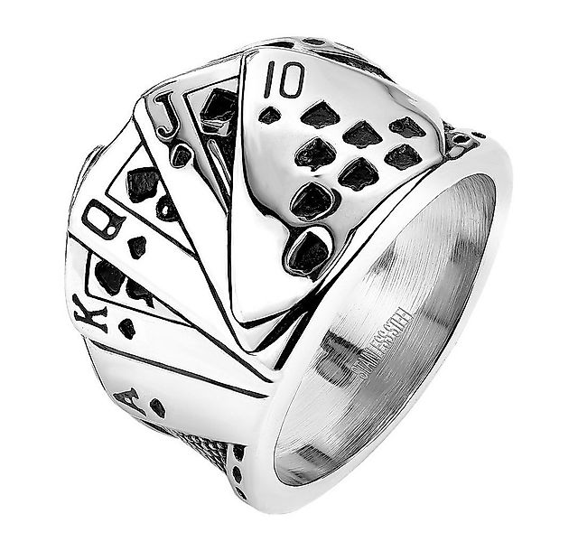 Taffstyle Fingerring Herren Biker Rocker Ring Poker Karten Royal, Edelstahl günstig online kaufen