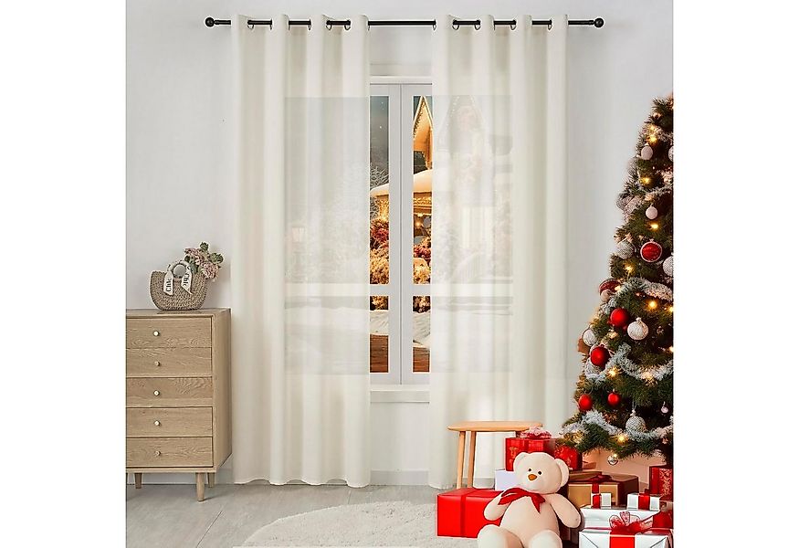 Woltu Gardine (2 St), Ösen, halbtransparent, Vorhänge Leinenoptik günstig online kaufen