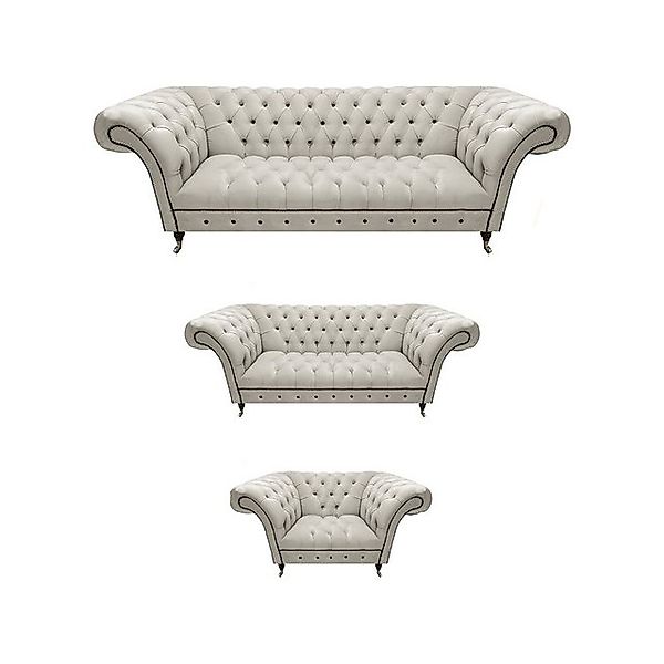 JVmoebel Sofa Weiße Chesterfield Ledersofas Wohnzimmer Sitzcouchen Komplett günstig online kaufen