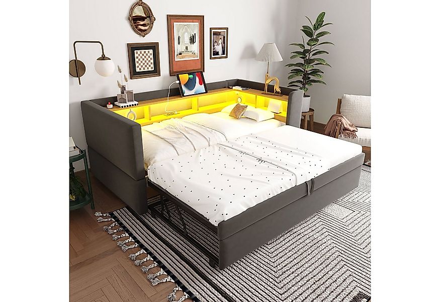 HAUSS SPOLE Schlafsofa 90/180x190cm ausziehbares Daybett mit LED Leuchten, günstig online kaufen