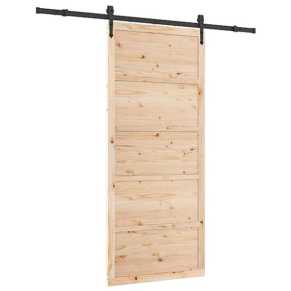 vidaXL Schiebetür Braun 100 x 208 cm Massivholz Kiefer 3381159 günstig online kaufen