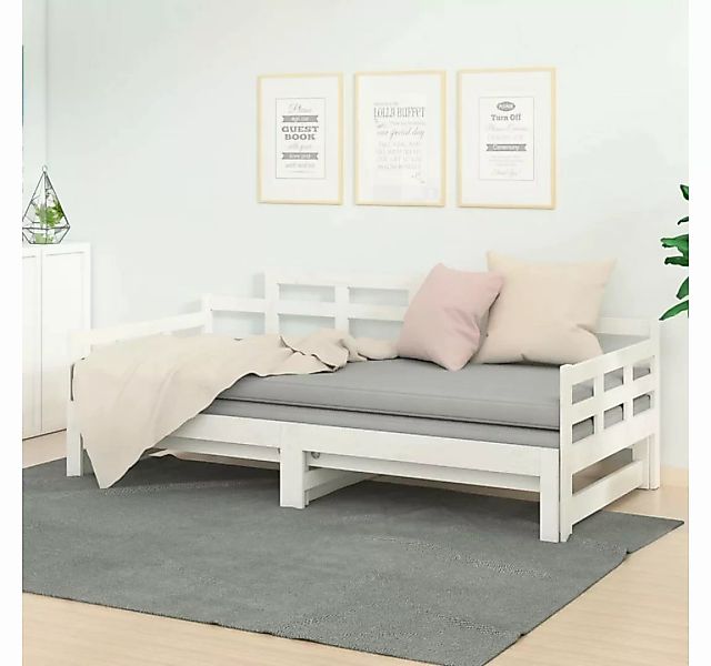furnicato Bett Tagesbett Ausziehbar Weiß Massivholz Kiefer 2x(80x200) cm günstig online kaufen
