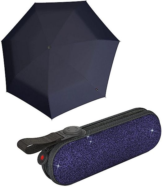 Knirps® Taschenregenschirm X1 mini Damen-Schirm Glam navy im Glitzer-Etui, günstig online kaufen