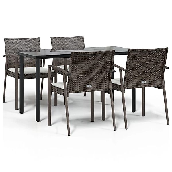 vidaXL 5-Tlg Garten-Essgruppe mit Kissen Poly Rattan und Stahl 3186989 günstig online kaufen