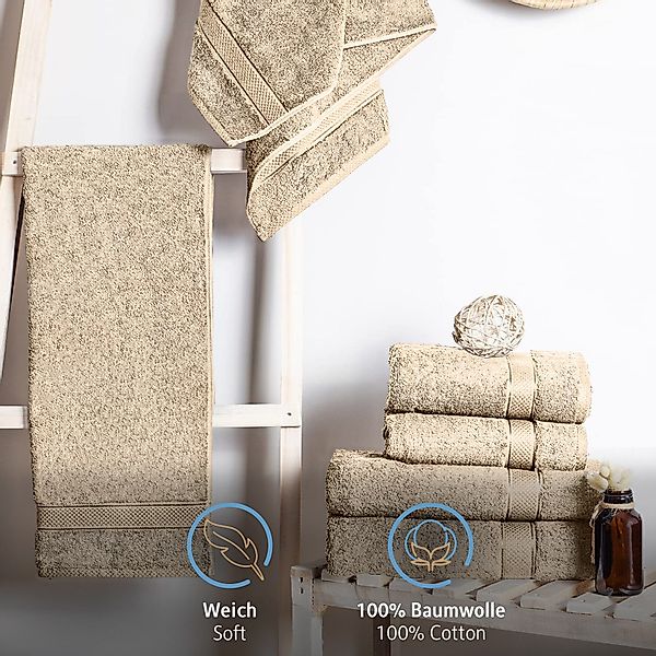 Komfortec Handtuch Set aus 100% Baumwolle, 4 Handtücher 50x100 cm und 4 Bad günstig online kaufen