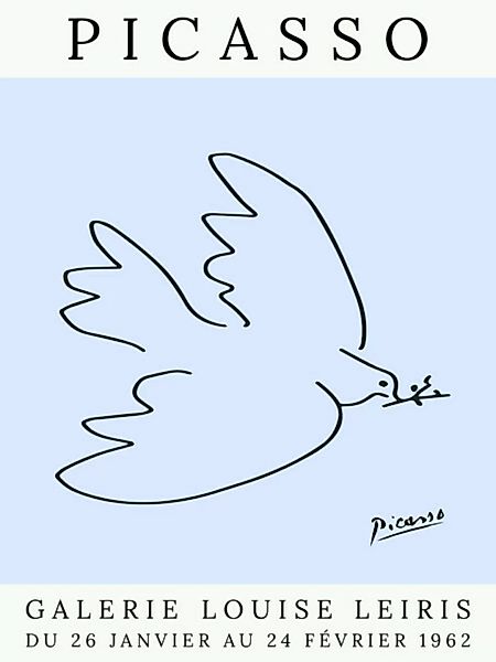 Poster / Leinwandbild - Picasso Taube – Blau günstig online kaufen