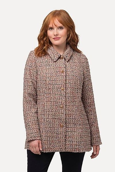 Ulla Popken Sommerjacke Bouclé-Jacke Metallic-Effekt Hemdkragen günstig online kaufen