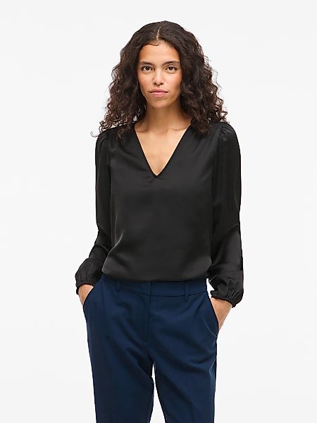 Vila Langarmshirt "VIELLETTE L/S SMOCK SATIN TOP - NOOS" günstig online kaufen