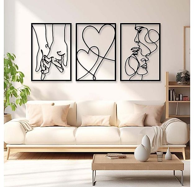 trends for living Wandbild Wanddekoration 3er Set Metall, minimalistisch 3D günstig online kaufen