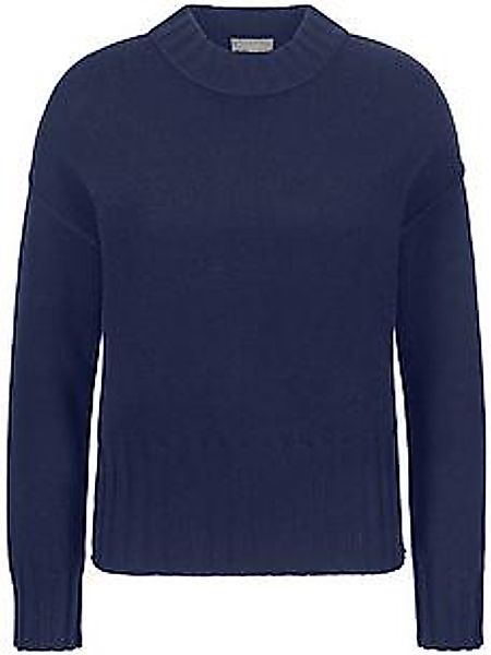 Rundhals-Pullover aus Schurwolle und Kaschmir Peter Hahn blau günstig online kaufen