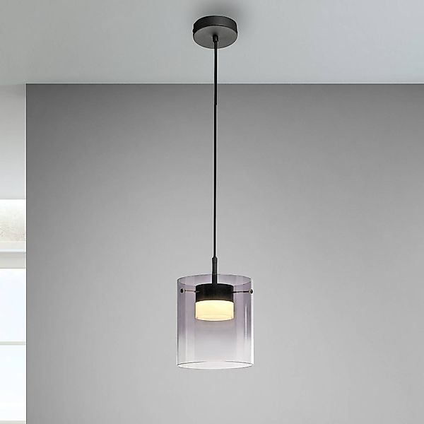 JUST LIGHT. LED-Hängeleuchte Elio, Rauchglas, 1-fl., schwarz günstig online kaufen