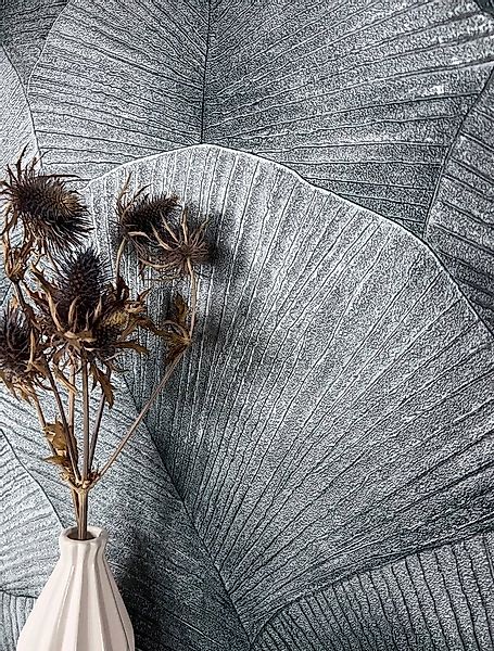 Newroom Vliestapete, Silber Tapete Modern Dschungel - Mustertapete Dschunge günstig online kaufen