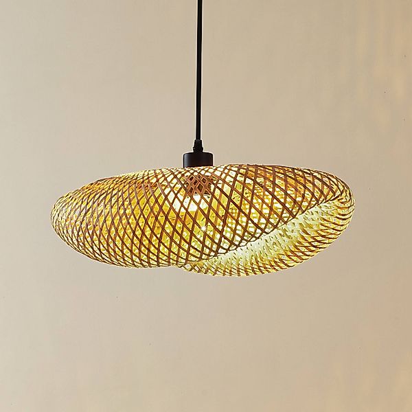 Lindby Hängeleuchte Eleane, Bambus, natur, Länge 50 cm, E27 günstig online kaufen