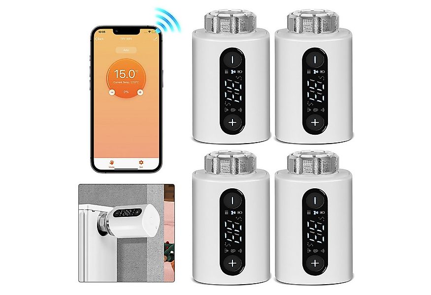 Clanmacy Heizkörperthermostat 4x Smart Thermostatventil Temperaturregler Wi günstig online kaufen