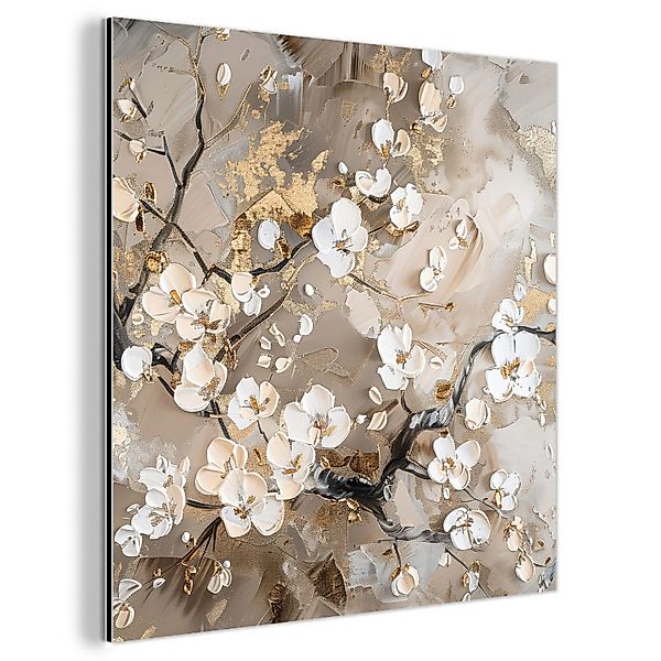 MuchoWow Metallbild Blumen - Weiß - günstig online kaufen