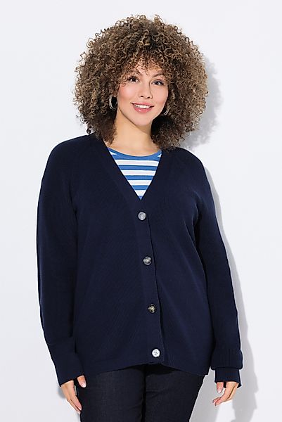 Ulla Popken Cardigan Strickjacke Knöpfe V-Ausschnitt günstig online kaufen
